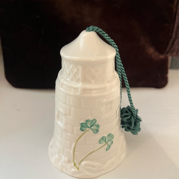 Vintage Belleek Porcelain Bell Ornament Dunore Lighthouse 12th Edition 3.5” Tall - Picture 3 of 3